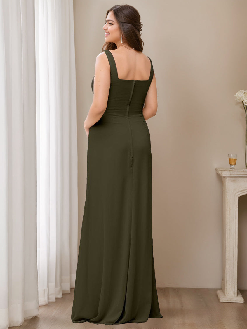 Princess V-Neck A-Line Floor-Length Sleeveless Bridesmaid Dresses