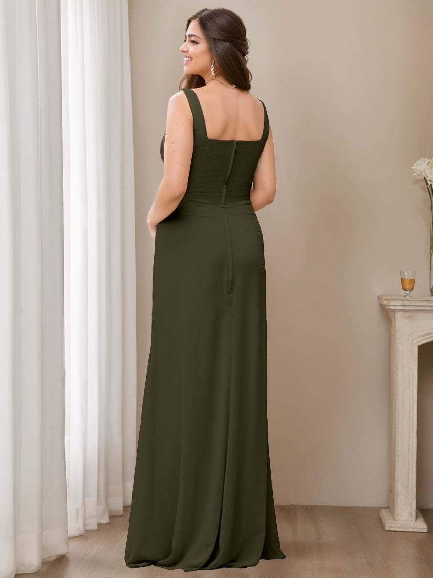 Princess V-Neck A-Line Floor-Length Sleeveless Bridesmaid Dresses
