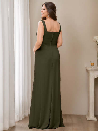 Princess V-Neck A-Line Floor-Length Sleeveless Bridesmaid Dresses