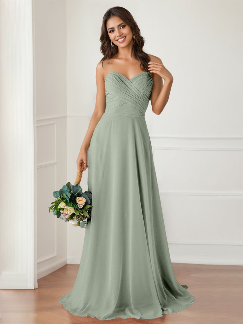 Sweetheart Neckline Princess A-Line Floor-Length Ruffled Bridesmaid Dress