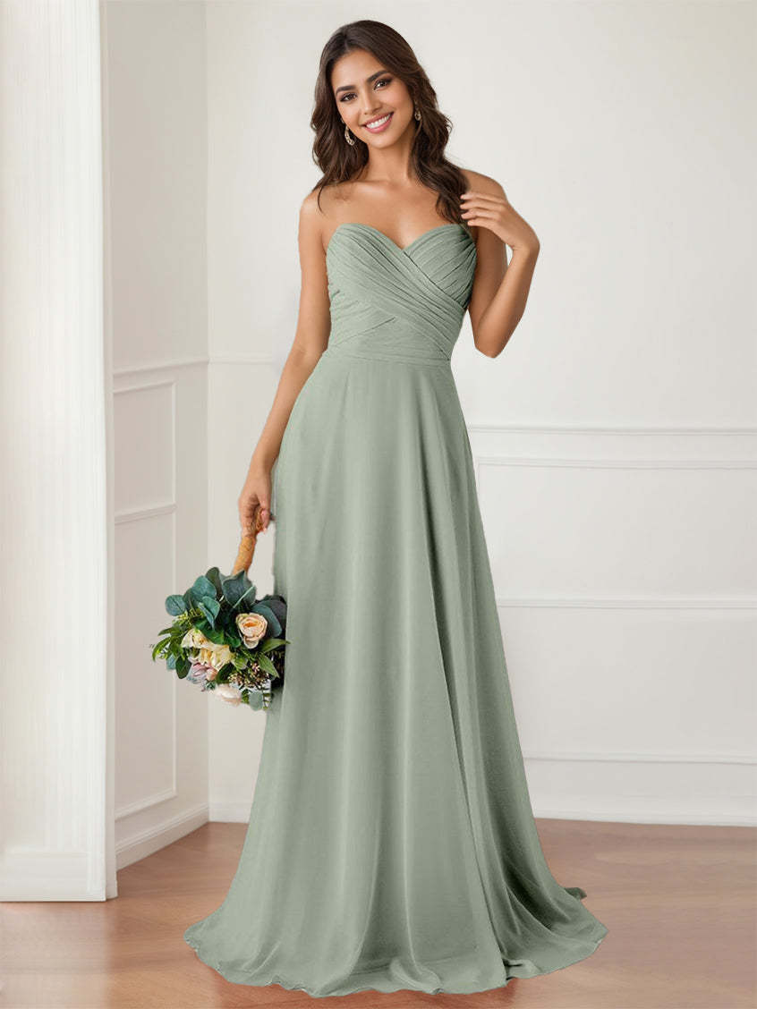 Sweetheart Neckline Princess A-Line Floor-Length Ruffled Bridesmaid Dress