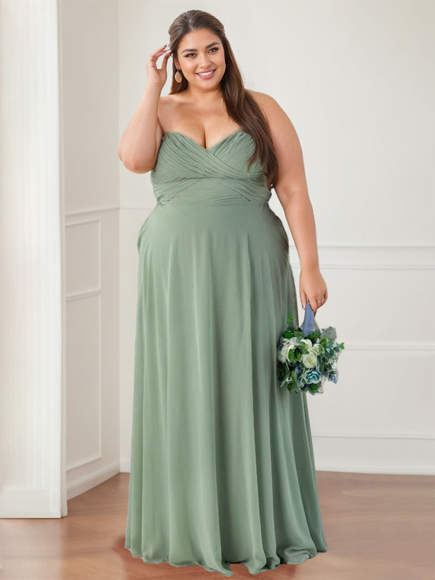 Sweetheart Neckline Princess A-Line Floor-Length Ruffled Bridesmaid Dress