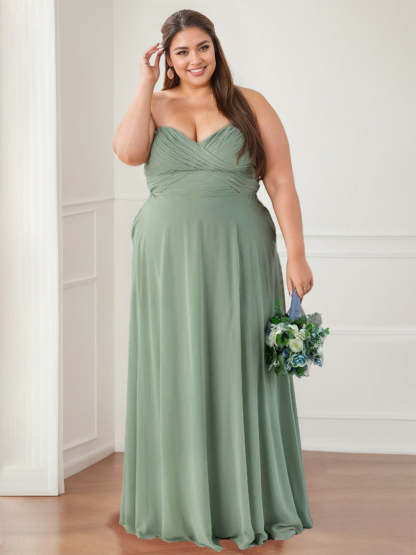 Sweetheart Neckline Princess A-Line Floor-Length Ruffled Bridesmaid Dress