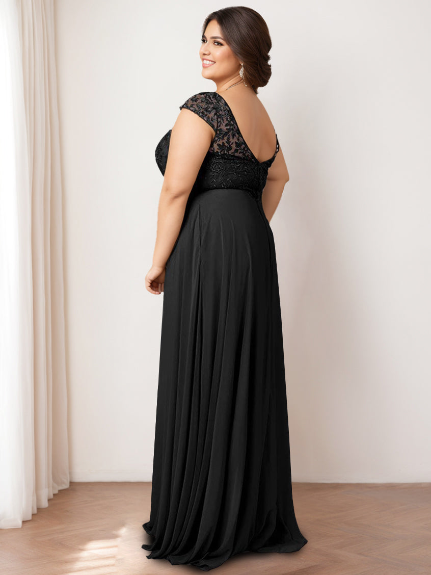 Princess A-Line Floor-Length Sleeveless Bridesmaid Dress with Lace Jewel Neckline