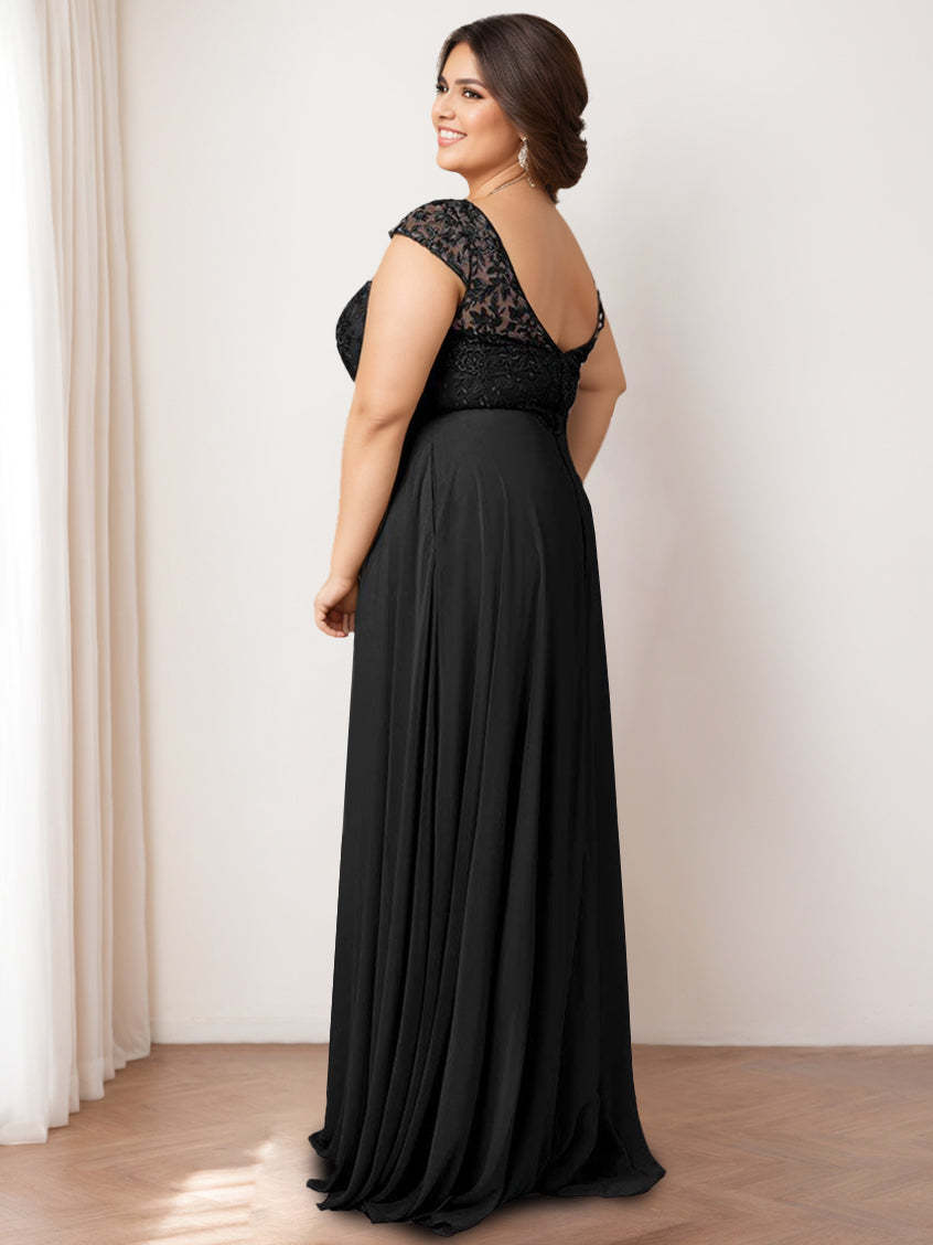 Princess A-Line Floor-Length Sleeveless Bridesmaid Dress with Lace Jewel Neckline