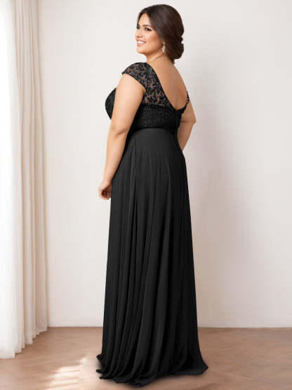 Princess A-Line Floor-Length Sleeveless Bridesmaid Dress with Lace Jewel Neckline