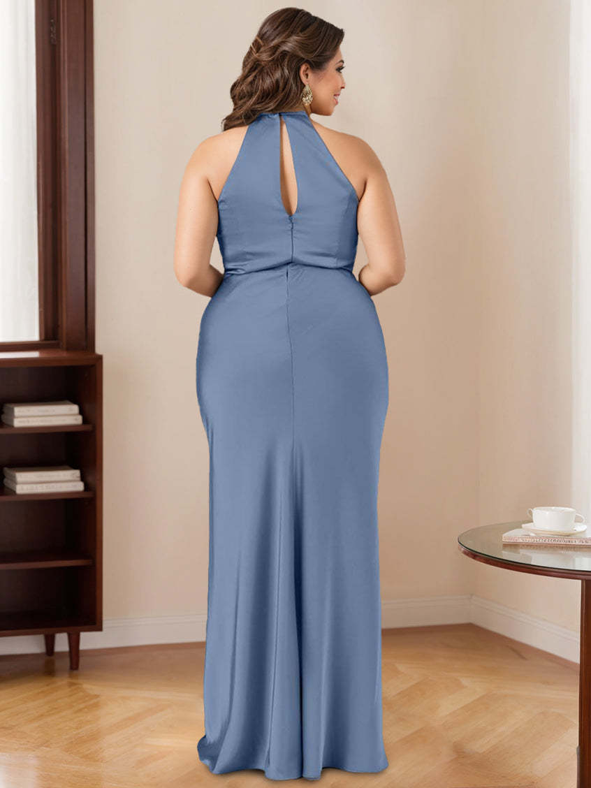 Floor-Length Halter Bridesmaid Dresses with Mermaid/Trumpet Silhouette