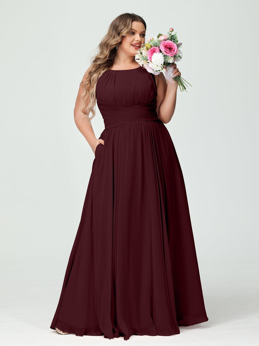 Plus Size Spaghetti Strap A-Line Bridesmaid Dress with Pockets