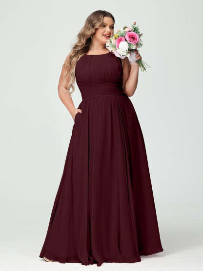 Plus Size Spaghetti Strap A-Line Bridesmaid Dress with Pockets