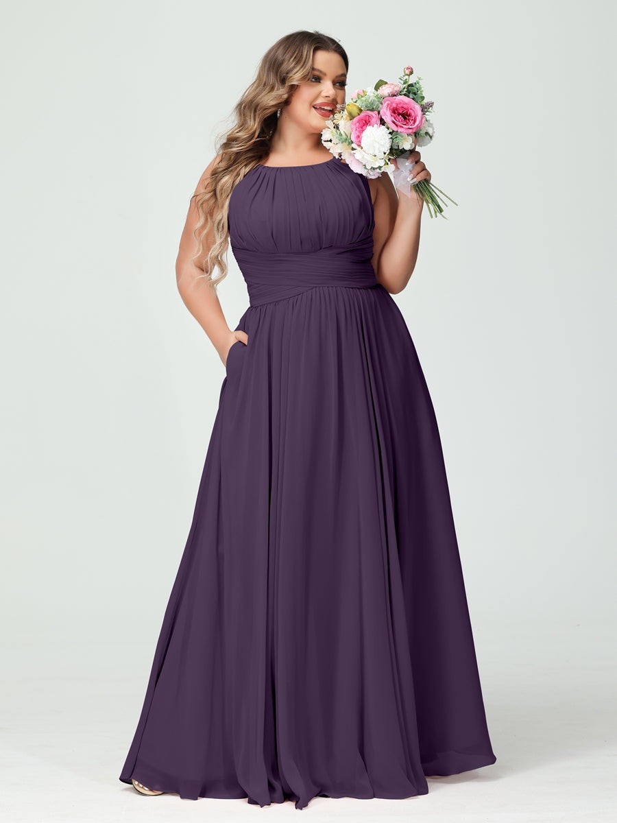 Plus Size Spaghetti Strap A-Line Bridesmaid Dress with Pockets