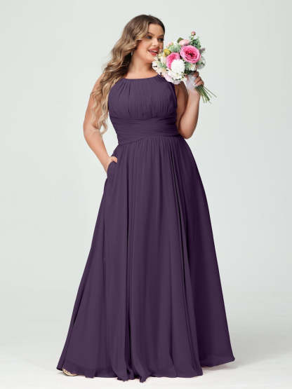 Plus Size Spaghetti Strap A-Line Bridesmaid Dress with Pockets