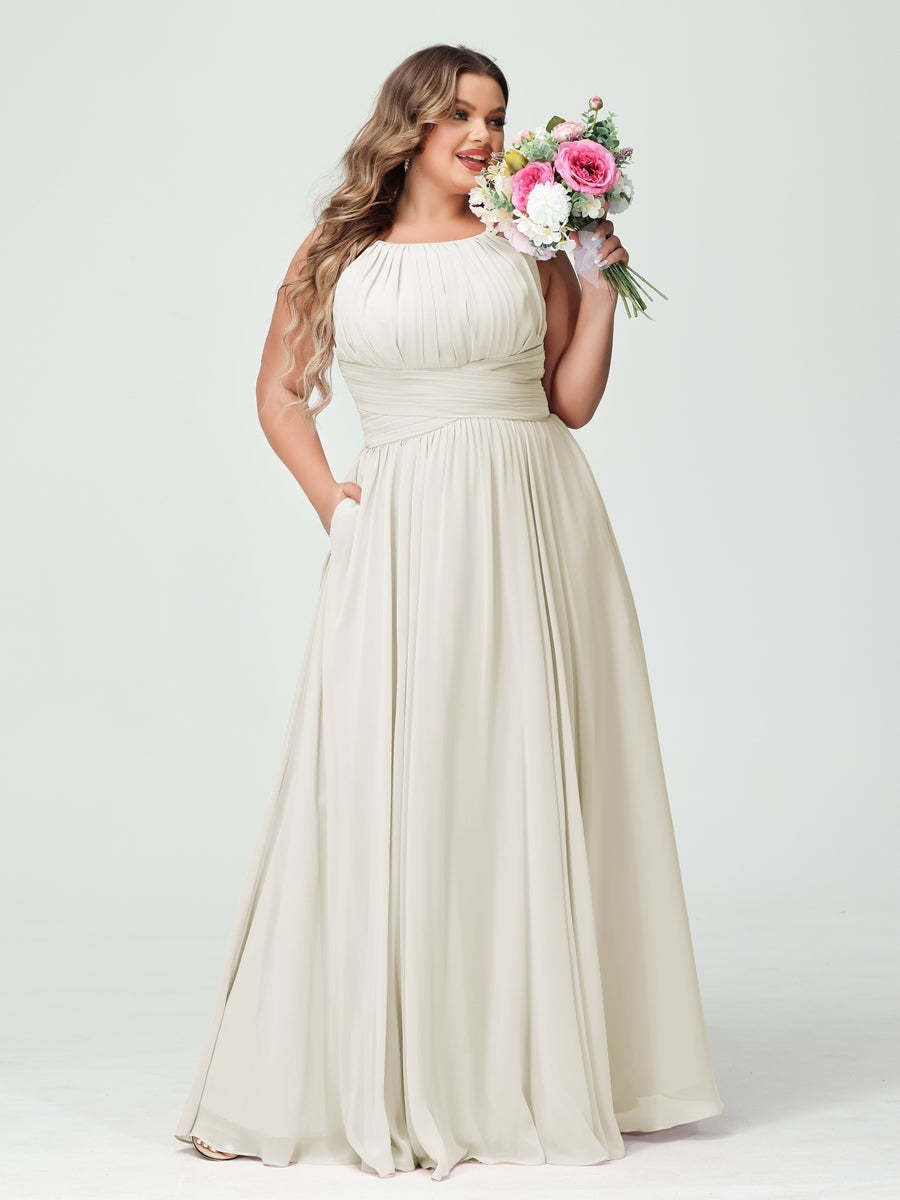 Plus Size Spaghetti Strap A-Line Bridesmaid Dress with Pockets