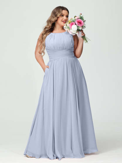 Plus Size Spaghetti Strap A-Line Bridesmaid Dress with Pockets