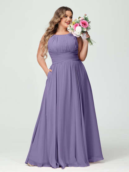Plus Size Spaghetti Strap A-Line Bridesmaid Dress with Pockets