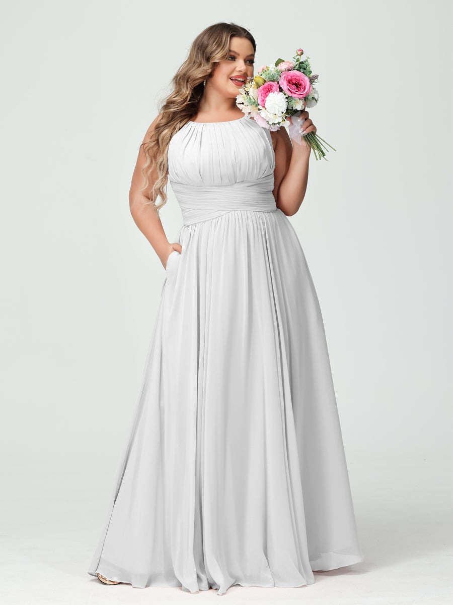 Plus Size Spaghetti Strap A-Line Bridesmaid Dress with Pockets