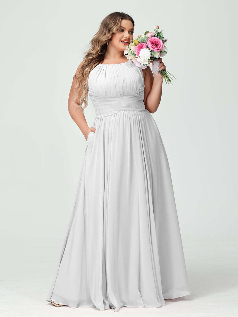 Plus Size Spaghetti Strap A-Line Bridesmaid Dress with Pockets