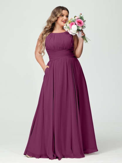 Plus Size Spaghetti Strap A-Line Bridesmaid Dress with Pockets
