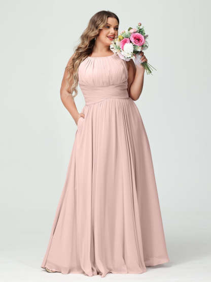 Plus Size Spaghetti Strap A-Line Bridesmaid Dress with Pockets
