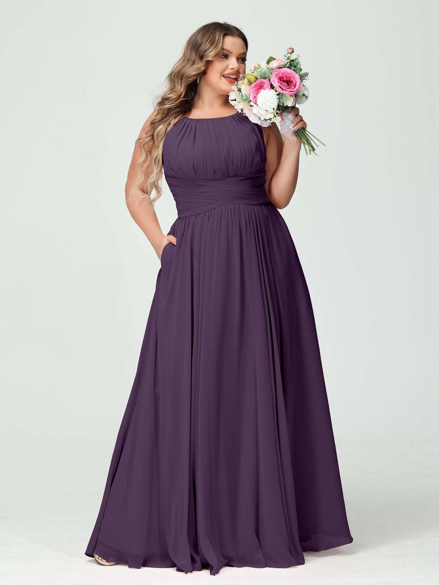 Plus Size Spaghetti Strap A-Line Bridesmaid Dress with Pockets