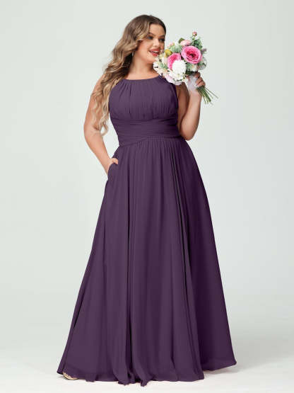Plus Size Spaghetti Strap A-Line Bridesmaid Dress with Pockets