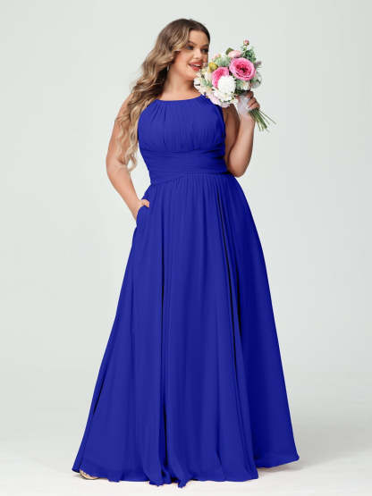 Plus Size Spaghetti Strap A-Line Bridesmaid Dress with Pockets