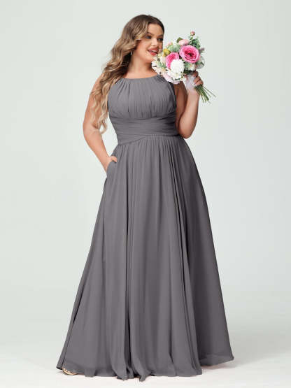 Plus Size Spaghetti Strap A-Line Bridesmaid Dress with Pockets