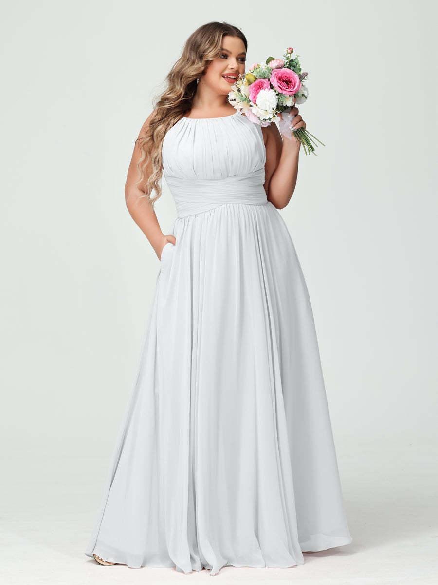 Plus Size Spaghetti Strap A-Line Bridesmaid Dress with Pockets