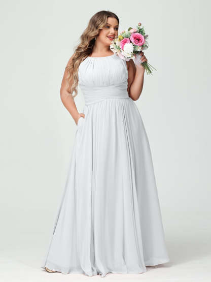 Plus Size Spaghetti Strap A-Line Bridesmaid Dress with Pockets