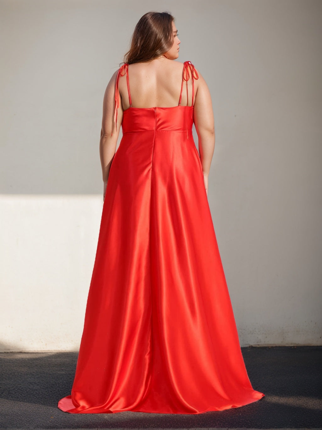 Spaghetti Strap Floor-Length A-Line Bridesmaid Dress with Side Split