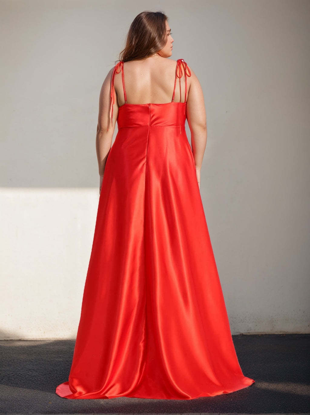 Spaghetti Strap Floor-Length A-Line Bridesmaid Dress with Side Split