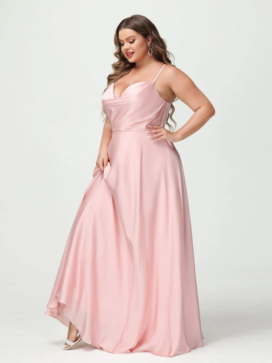 Plus Size Spaghetti Strap A-Line Princess Bridesmaid Dress
