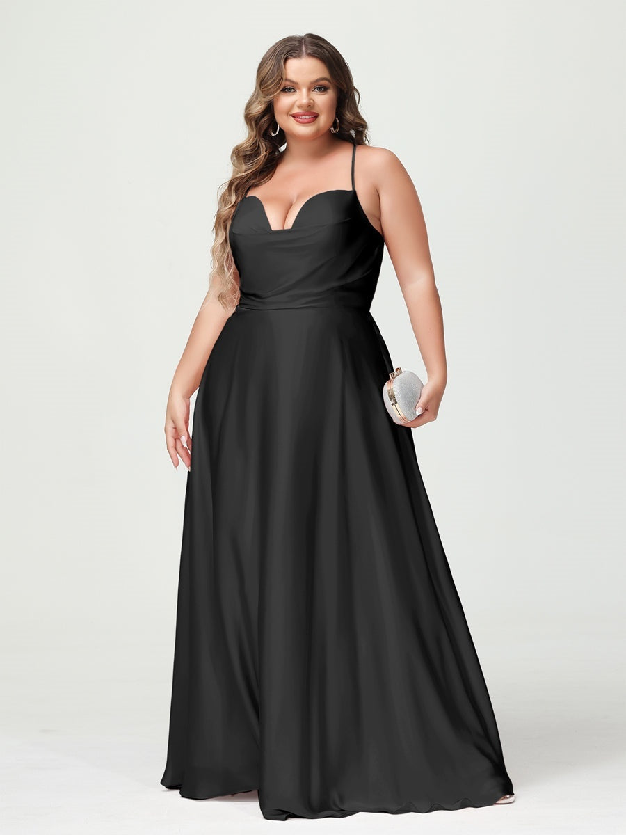 Plus Size Spaghetti Strap A-Line Princess Bridesmaid Dress