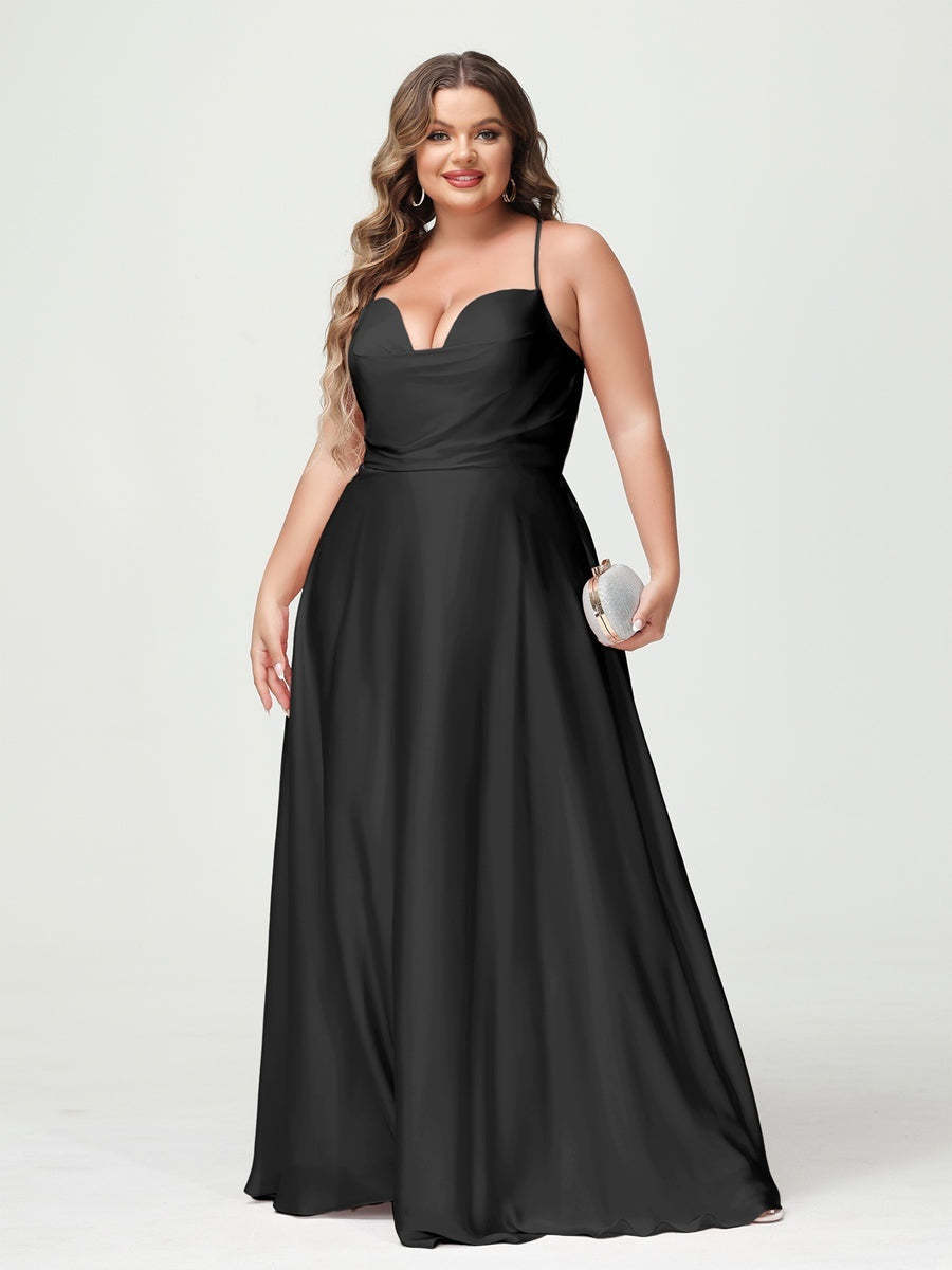 Plus Size Spaghetti Strap A-Line Princess Bridesmaid Dress