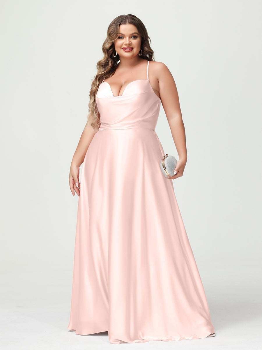 Plus Size Spaghetti Strap A-Line Princess Bridesmaid Dress