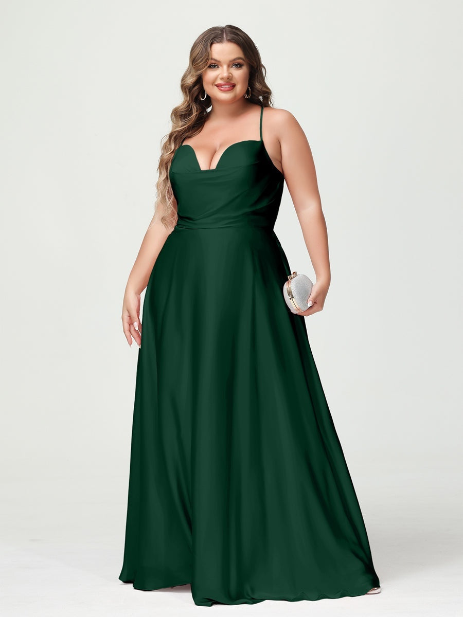 Plus Size Spaghetti Strap A-Line Princess Bridesmaid Dress