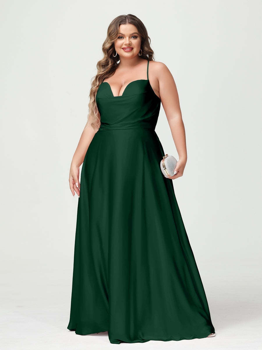 Plus Size Spaghetti Strap A-Line Princess Bridesmaid Dress