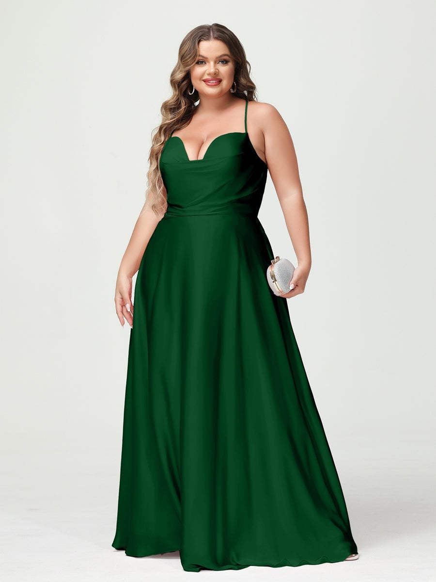 Plus Size Spaghetti Strap A-Line Princess Bridesmaid Dress