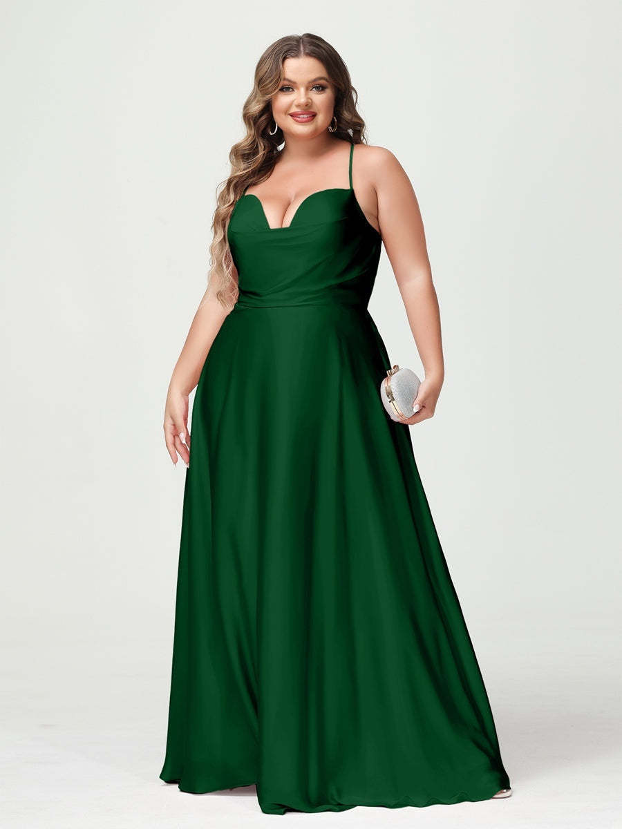 Plus Size Spaghetti Strap A-Line Princess Bridesmaid Dress