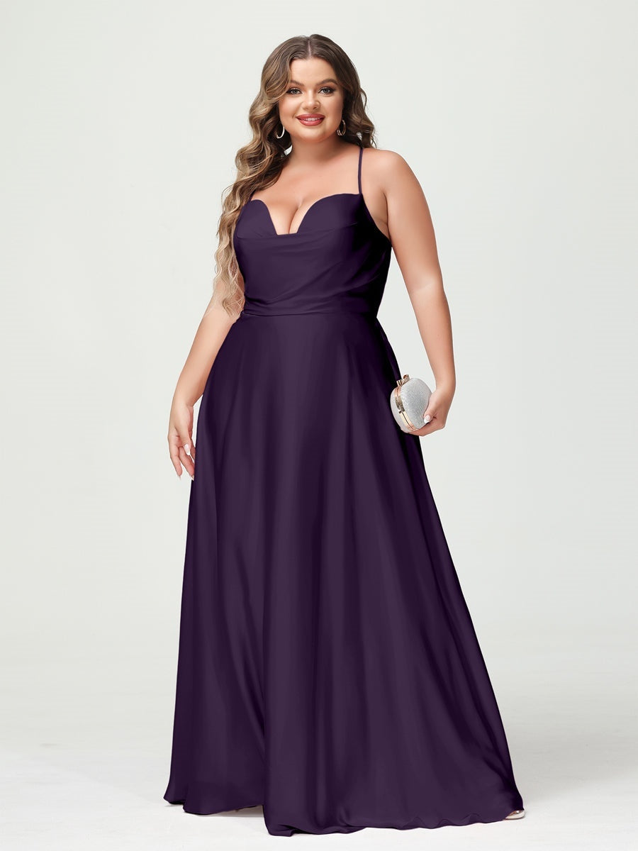 Plus Size Spaghetti Strap A-Line Princess Bridesmaid Dress