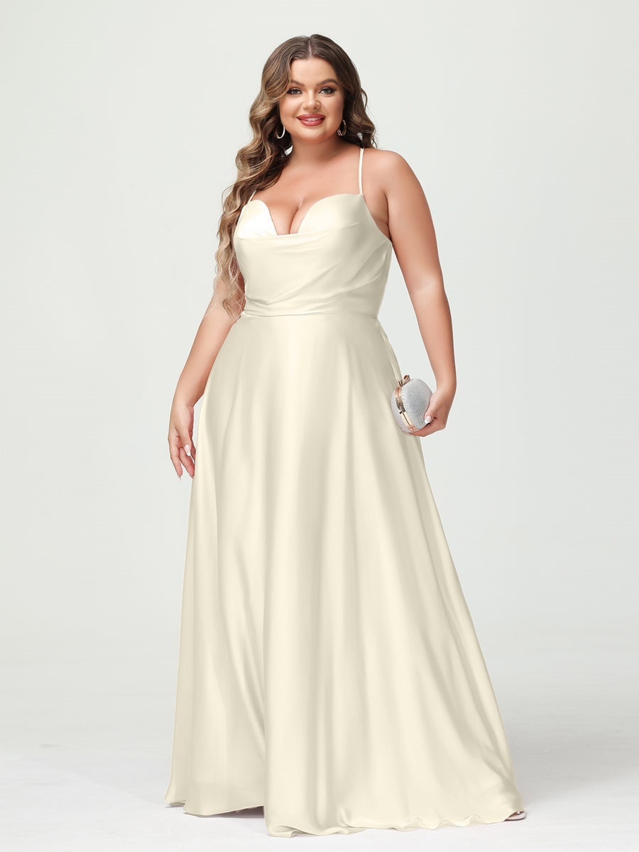 Plus Size Spaghetti Strap A-Line Princess Bridesmaid Dress