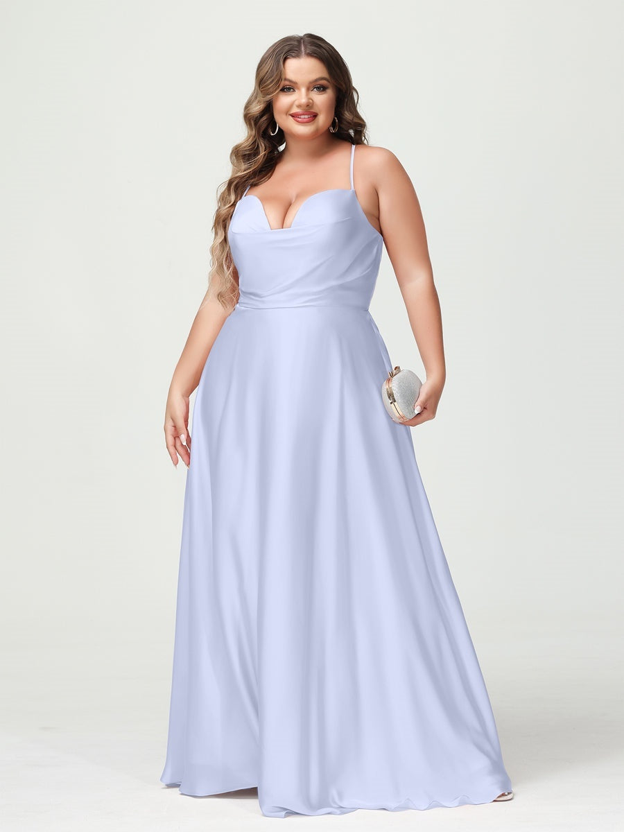Plus Size Spaghetti Strap A-Line Princess Bridesmaid Dress