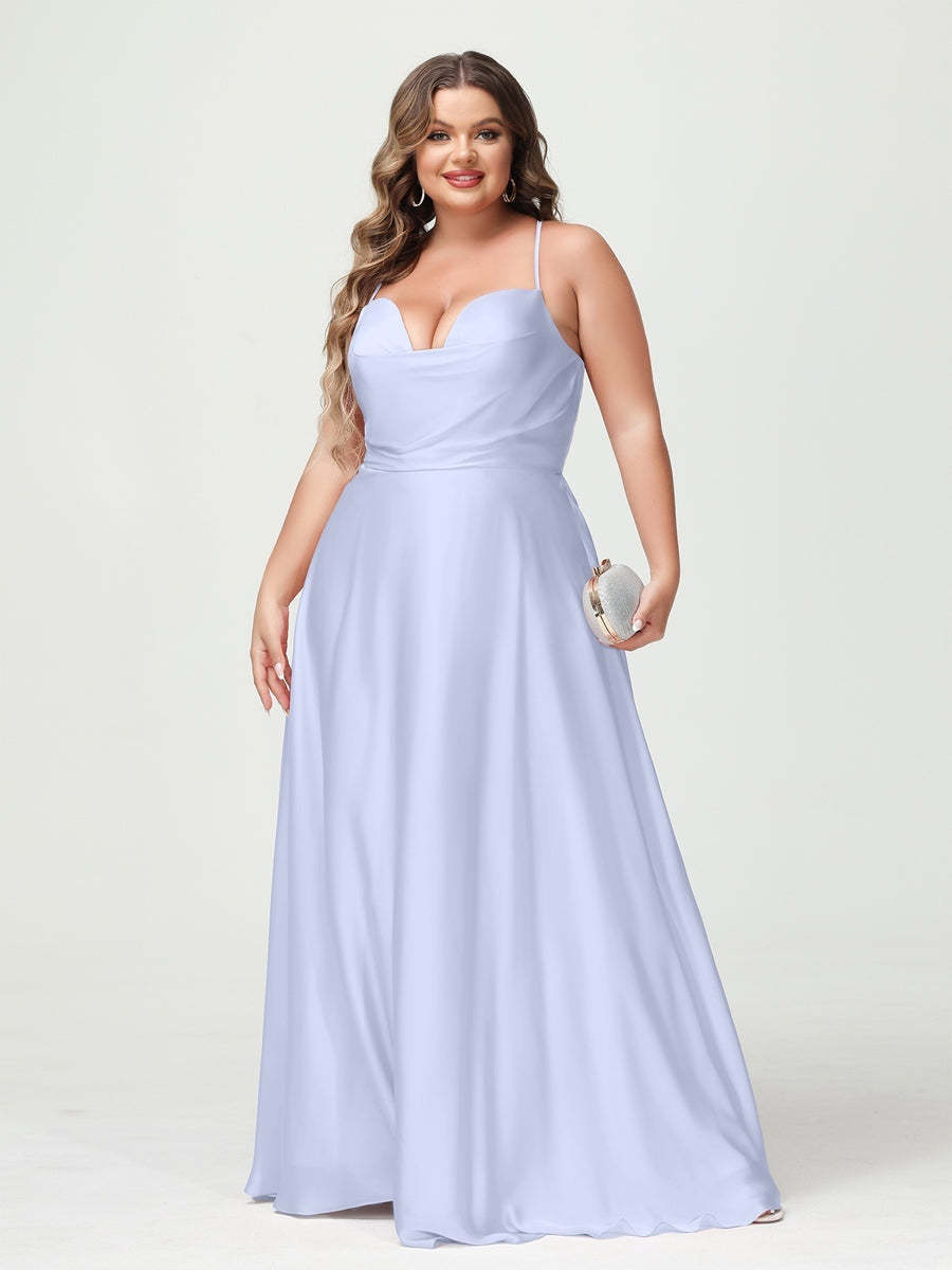 Plus Size Spaghetti Strap A-Line Princess Bridesmaid Dress