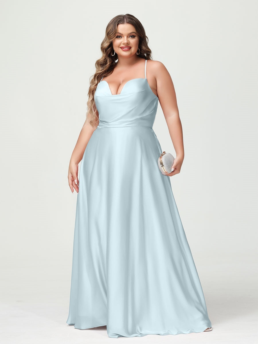 Plus Size Spaghetti Strap A-Line Princess Bridesmaid Dress