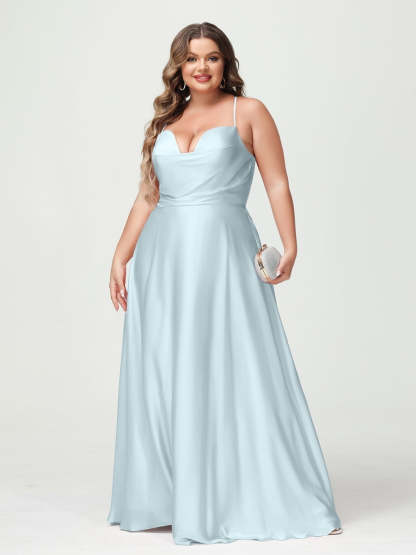 Plus Size Spaghetti Strap A-Line Princess Bridesmaid Dress