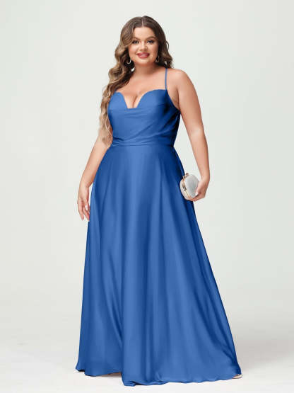 Plus Size Spaghetti Strap A-Line Princess Bridesmaid Dress