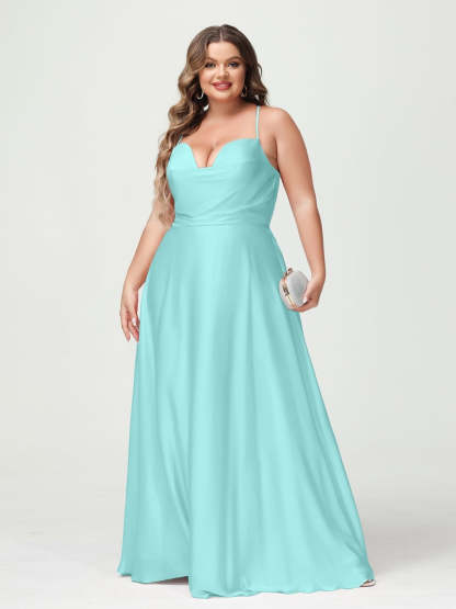 Plus Size Spaghetti Strap A-Line Princess Bridesmaid Dress