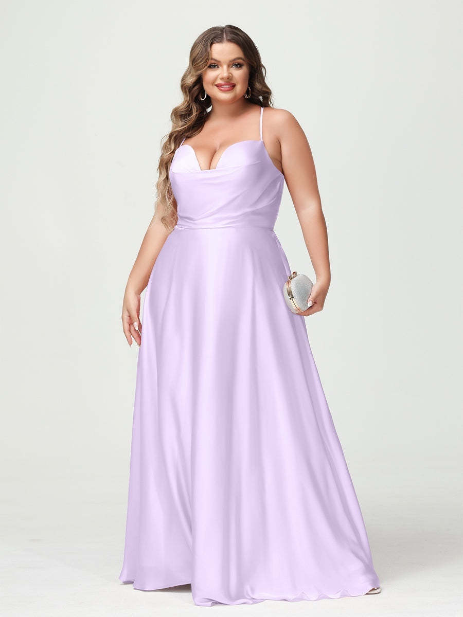 Plus Size Spaghetti Strap A-Line Princess Bridesmaid Dress