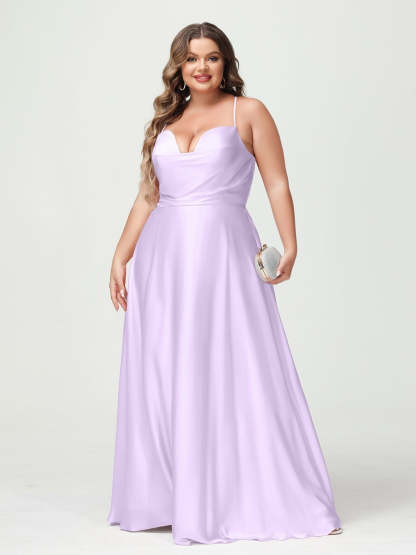 Plus Size Spaghetti Strap A-Line Princess Bridesmaid Dress