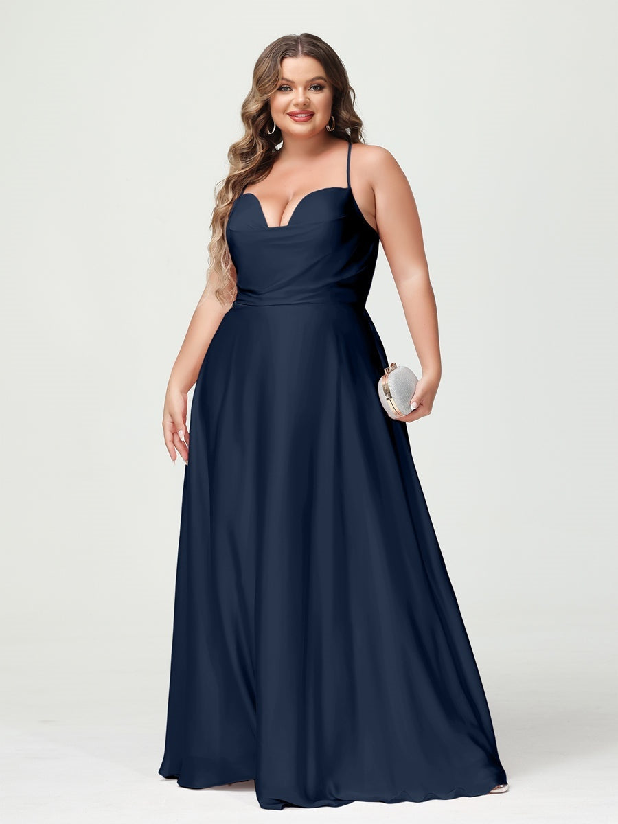 Plus Size Spaghetti Strap A-Line Princess Bridesmaid Dress