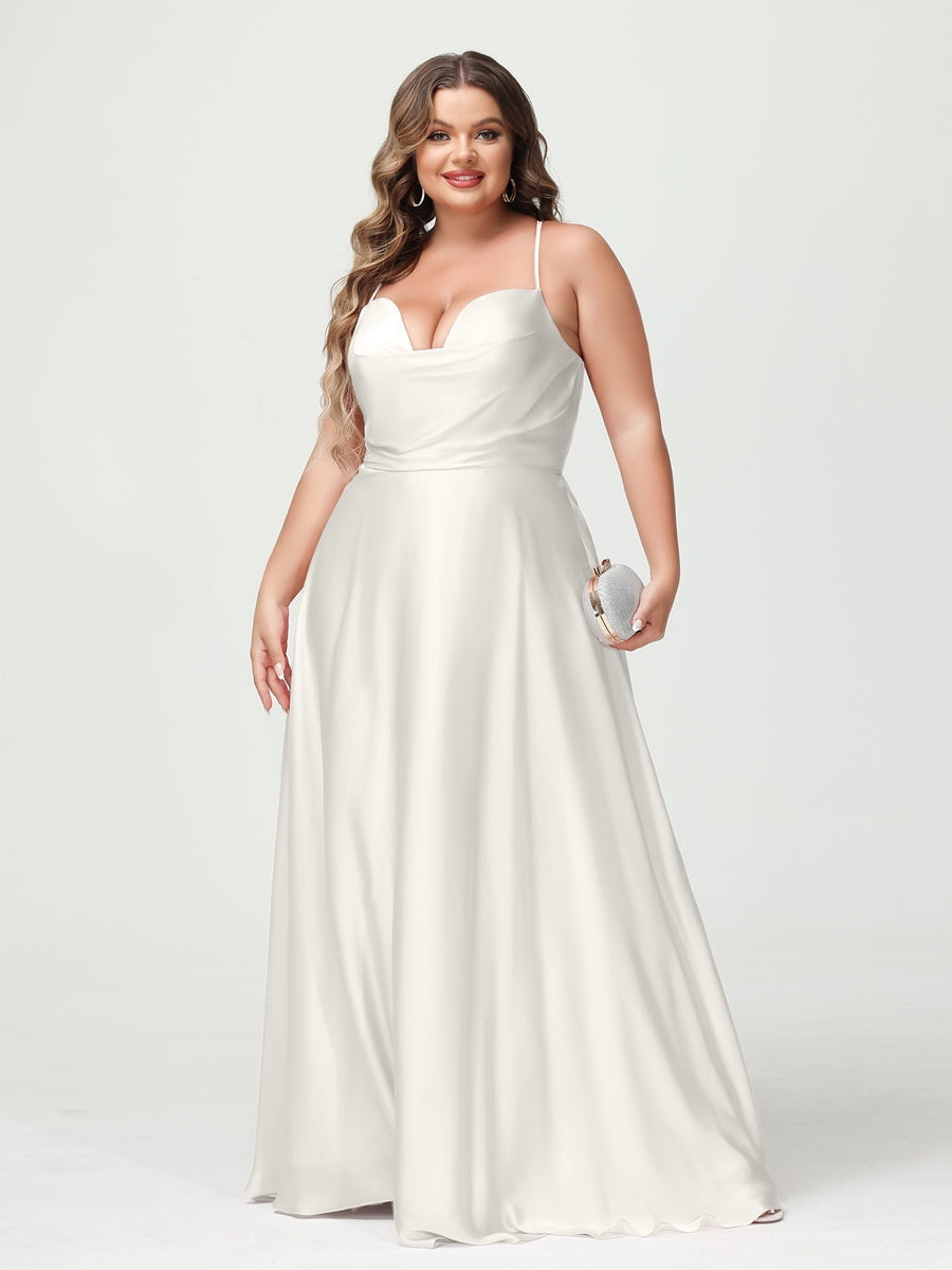 Plus Size Spaghetti Strap A-Line Princess Bridesmaid Dress